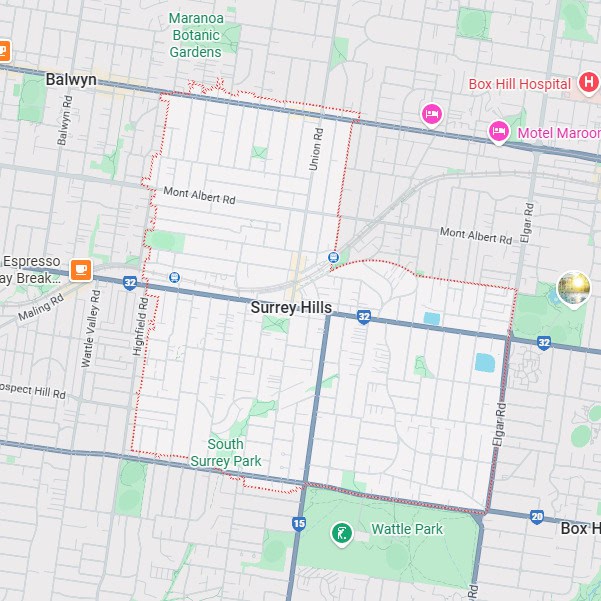 Surrey Hills map area