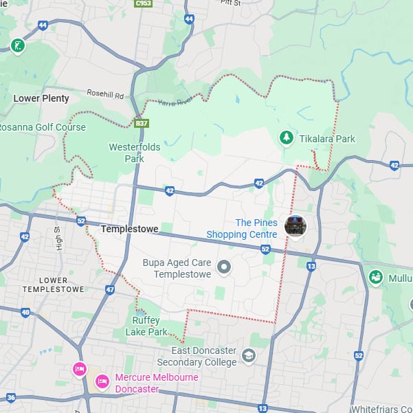 Templestowe map area