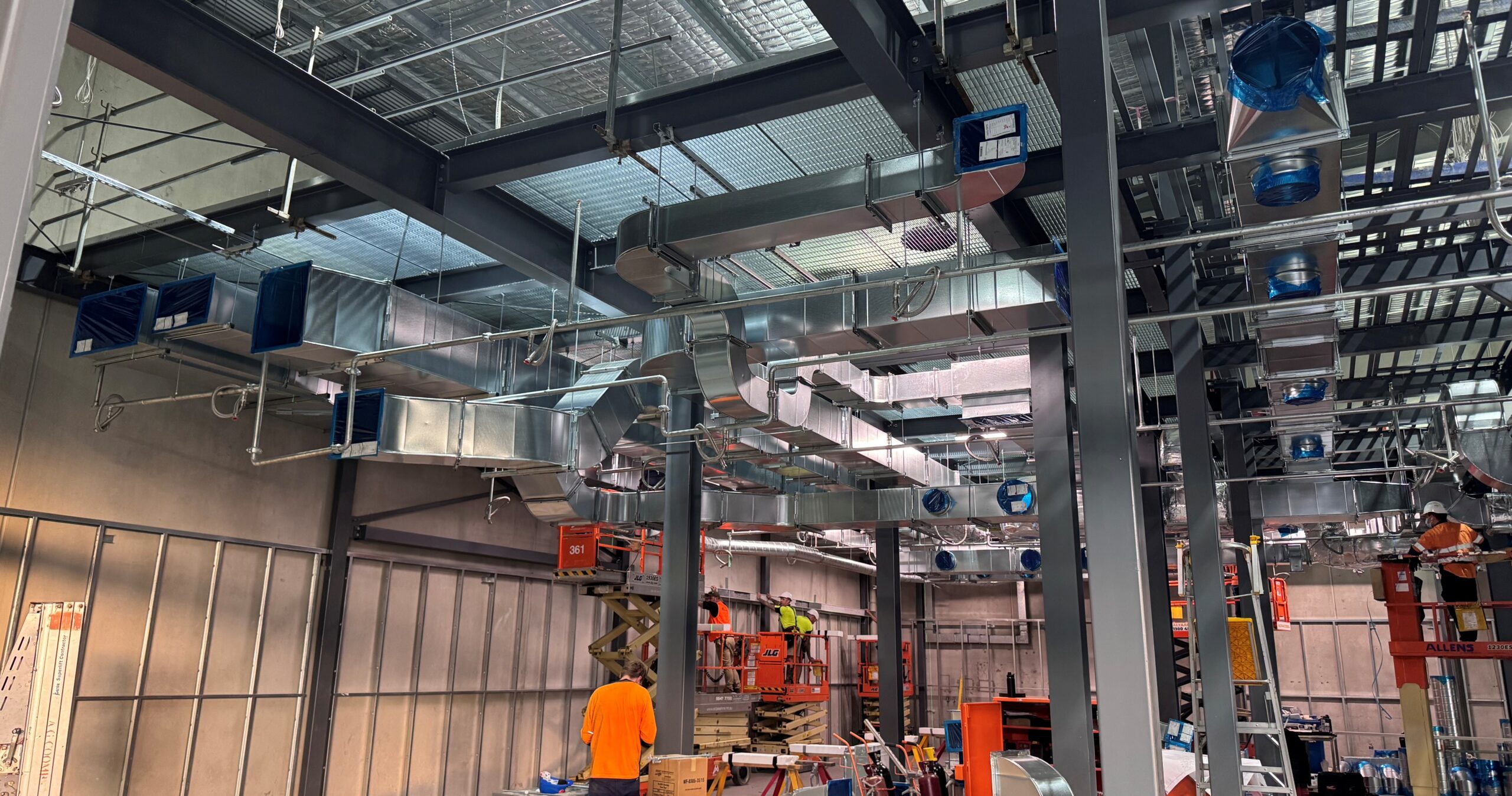 Progress photo at one of our large commercial HVAC installations in Melbourne